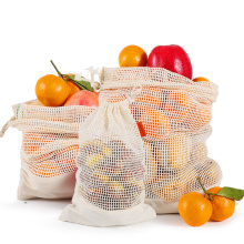 Vegetable Shopping Bags Reusable Cotton Mesh Bags Drawstring Bag